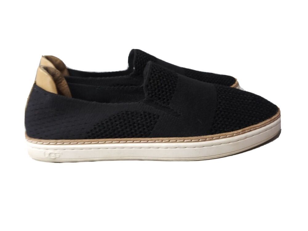 Ugg Woman's Woven Knit Slip On Shoes Size 9 Black Casual Flats